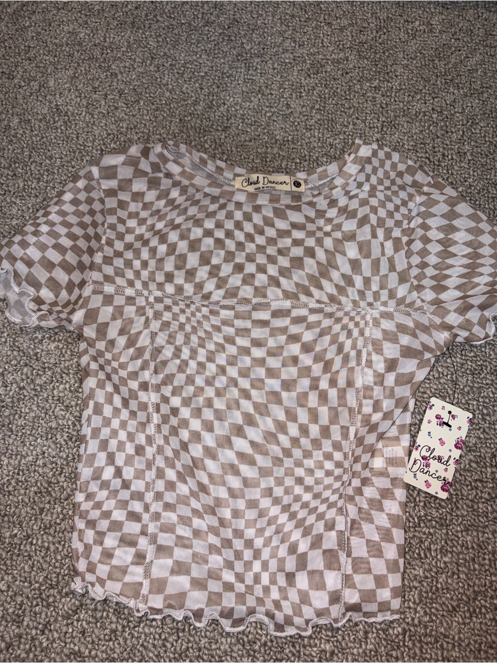 Checkered, mesh baby tee
